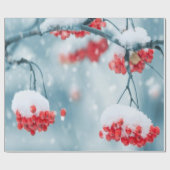 Papier Cadeau Branches de houx enneigées Fêtes (Plat)