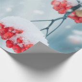 Papier Cadeau Branches de houx enneigées Fêtes (Coin)