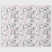 Papier Cadeau Branches de Magnolia Blush en floraison (Plat)