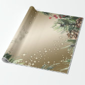 Papier Cadeau Branches de pin Cônes de pin Noël  (Déroulé)