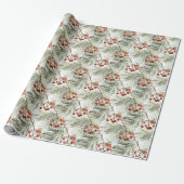 Papier Cadeau Branches de pin de Noël et baies rouges (Déroulé)
