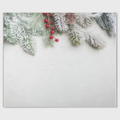 Papier Cadeau Branches de pin enneigées Noël (Plat)