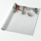 Papier Cadeau Branches de pin enneigées Noël (Déroulé)