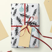 Papier Cadeau Branches de pin moderne Chic Noël