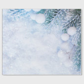 Papier Cadeau Branches de pin, Neige (Plat)