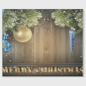 Papier Cadeau Branches de pin, Ornements, Vacances en bois (Plat)