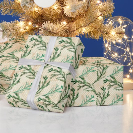 Papier Cadeau Branches de pin vert Noël (Vacances)