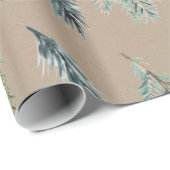 Papier Cadeau Branches d'épinette bleu vert d'hiver Kraft rustiq (Coin rond)