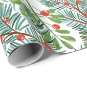Papier Cadeau Branches d'épinette et motif de Noël d'omella (Coin rond)