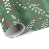 Papier Cadeau Branches d'hiver | Vacances (Coin rond)