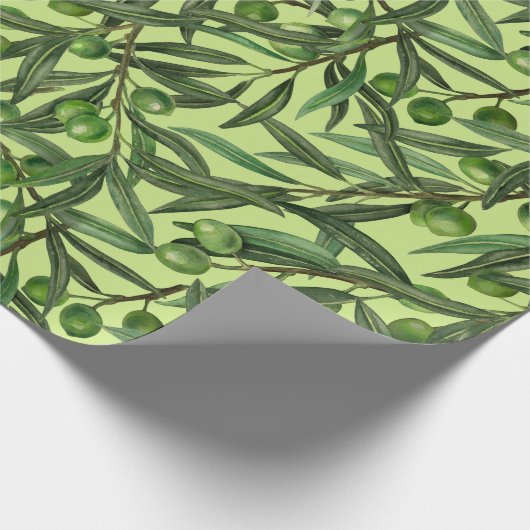 Papier Cadeau Branches d'olive sur le vert miel (Coin)