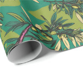 Papier Cadeau Branches d'olivier Free Palestine floral & botaniq (Coin rond)