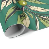 Papier Cadeau Branches d'olivier Free Palestine floral & botaniq (Coin rond)