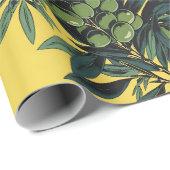 Papier Cadeau Branches d'olivier Free Palestine floral & botaniq (Coin rond)