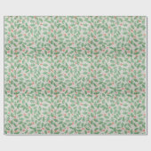 Papier Cadeau Branches et baies de pins rouges verts NOËL (Plat)