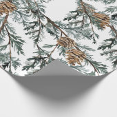 Papier Cadeau Branches Et Cônes De Juniper Bleu (Coin)