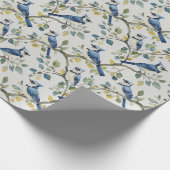Papier Cadeau Branches et fleurs d'oiseaux Blue Jays (Coin)