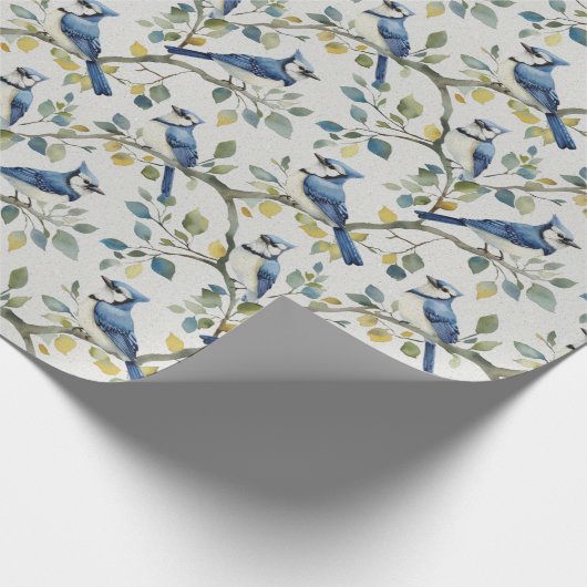 Papier Cadeau Branches et fleurs d'oiseaux Blue Jays (Coin)