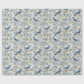 Papier Cadeau Branches et fleurs d'oiseaux Blue Jays (Plat)