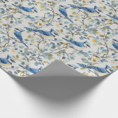 Papier Cadeau Branches et fleurs d'oiseaux Blue Jays (Coin)