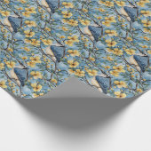 Papier Cadeau Branches et fleurs d'oiseaux Blue Jays (Coin)
