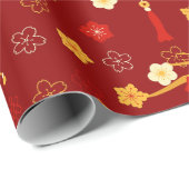 Papier Cadeau Branches et Tassels chinois (Coin rond)