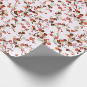 Papier Cadeau Branches of red small flowers in blossom pattern (Coin)