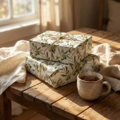 Papier Cadeau Branches Plantes d'olivier : Conception inspirée d