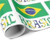 Papier Cadeau Brasil et Verte et Jaune (Coin rond)