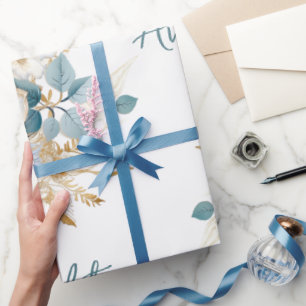 Papier Cadeau Bravo Mariage/douche de la Marine d'or blanc