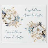 Papier Cadeau Bravo Mariage/douche de la Marine d'or blanc (Plat)