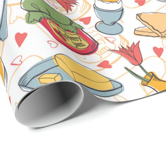 Papier Cadeau Breakfast Pattern (Coin rond)