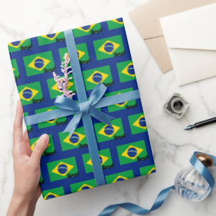 Papier Cadeau Brésil papier d'emballage, Drapeau brésilien patri