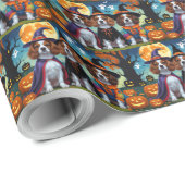 Papier Cadeau Bretagne Chiens espagnols Citrouille Halloween Fun (Coin rond)