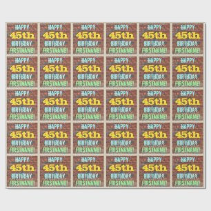 Papier Cadeau Brick Wall Graffiti Inspecred 45th Birthday + nom