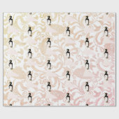 Papier Cadeau Bridal botanique rose pâle et brun (Plat)