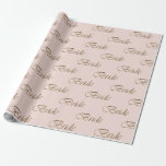 Papier Cadeau Bride blush rose or calligraphie motif élégant<br><div class="desc">Calligraphie de script rose et or de mariée motif élégant cadeau papier d'emballage. Disponible en différentes couleurs et tailles.</div>