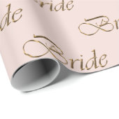 Papier Cadeau Bride blush rose or calligraphie motif élégant (Coin rond)