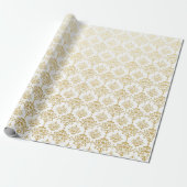Papier Cadeau Bride du Mariage royal White Gold Damask (Déroulé)