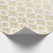 Papier Cadeau Bride du Mariage royal White Gold Damask (Coin)