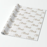 Papier Cadeau Bride or blanc calligraphie motif élégant chic<br><div class="desc">Calligraphie écriture mariée blanc et or motif élégant cadeau papier d'emballage  élégant. Disponible en différentes couleurs et tailles.</div>