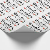 Papier Cadeau Bridesmaid Black Modern Text & Flowers Motif (Coin)