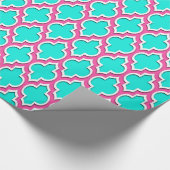 Papier Cadeau Bright Aqua Hot Pink White Marocain #4DS (Coin)