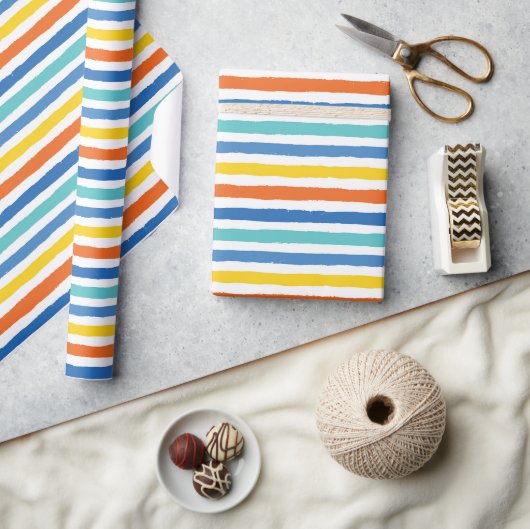 Papier Cadeau Bright Beach Striped Motif (Artisanat)