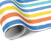 Papier Cadeau Bright Beach Striped Motif (Coin rond)