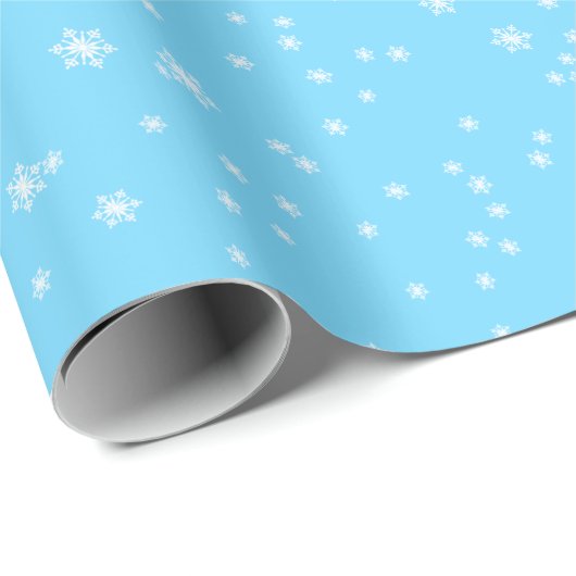 Papier Cadeau Bright Blue Elegant Winter Snowflakes (Coin rond)