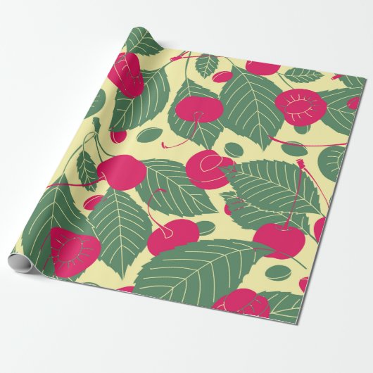 Papier Cadeau Bright color summer pattern with cherries. Illustr (Déroulé)