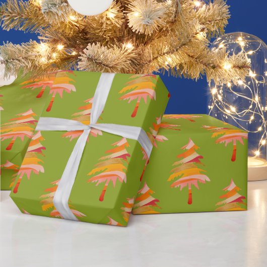 Papier Cadeau Bright Colorful Whimsical Motif d'arbre de Noël (Vacances)