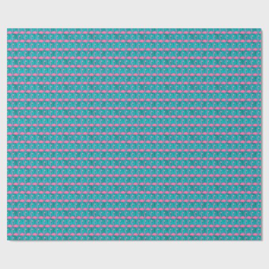 Papier Cadeau Bright Flamingo Patch | Ajouter votre 2 initial (Plat)