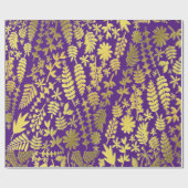 Papier Cadeau Bright Gold & Silver Christmas Tree Motif violet (Plat)